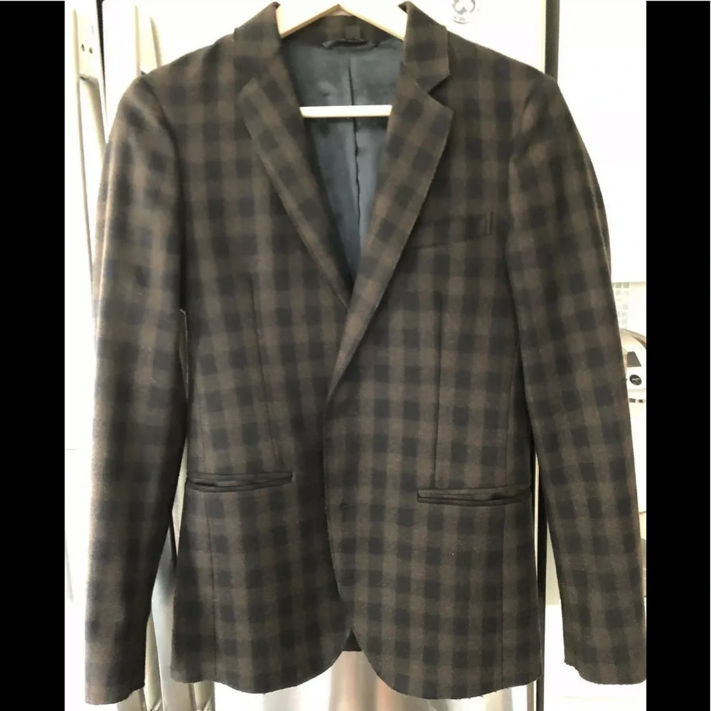 Sisley checked wool‎ blend blazer jacket Size US 42